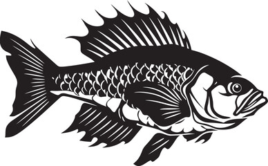 Menacing Marrow Mark Vector Black Logo of Predator Fish Skeleton Vicious Vertebrate Elegant Black Icon Design for Predator Fish Skeleton