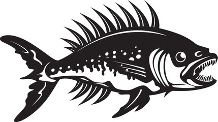 Bonefish Behemoth Black Icon for Predator Fish Skeleton Logo Design Phantom Physiology Emblem Vector Black Logo for Predator Fish Skeleton