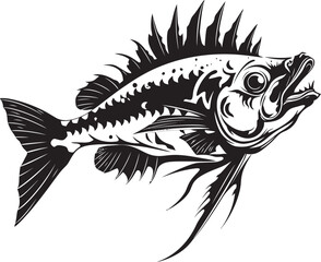 Bone Chilling Presence Minimalistic Black Icon Design for Predator Fish Skeleton Macabre Morphology Vector Black Logo for Predator Fish Skeleton Emblem