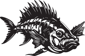 Phantom Physiology Emblem Vector Black Logo for Predator Fish Skeleton Grim Gills Glyph Elegant Black Icon Design for Predator Fish Skeleton