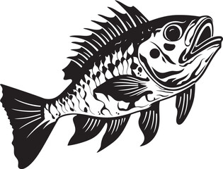 Dreadful Dorsal Insignia Minimalistic Black Icon Design for Predator Fish Skeleton Bonefish Behemoth Black Icon for Predator Fish Skeleton Logo Design