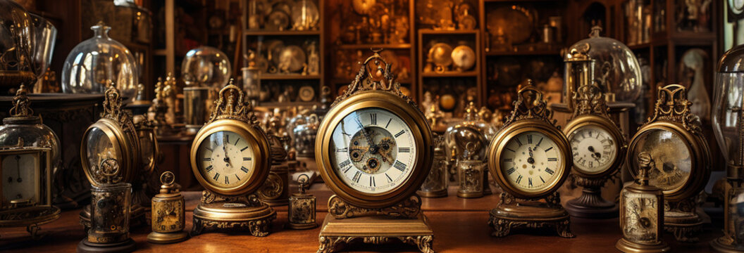 old clock at the clock of the old town in the evening
