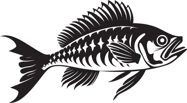 Phantom Physiology Emblem Vector Black Logo for Predator Fish Skeleton Grim Gills Glyph Elegant Black Icon Design for Predator Fish Skeleton