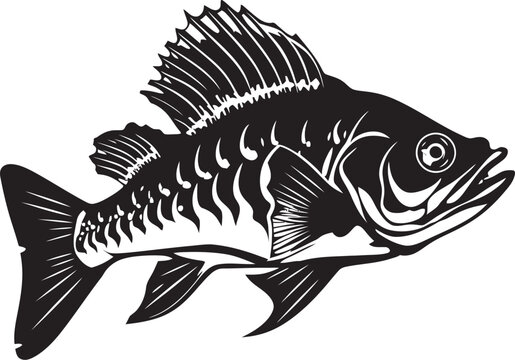 Shadowy Spine Symbol Black Vector Logo for Predator Fish Skeleton Sinister Skeletal Insignia Elegant Black Icon Design for Predator Fish Skeleton