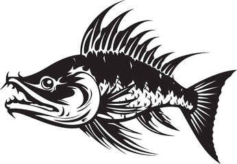 Bonefish Behemoth Black Icon for Predator Fish Skeleton Logo Design Phantom Physiology Vector Black Logo for Predator Fish Skeleton Emblem