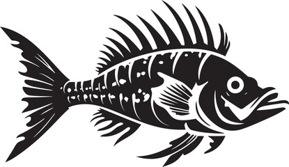 Serrated Specter Symbol Vector Black Logo for Predator Fish Skeleton Stealth Skeleton Mark Elegant Black Icon for Predator Fish Skeleton Emblem