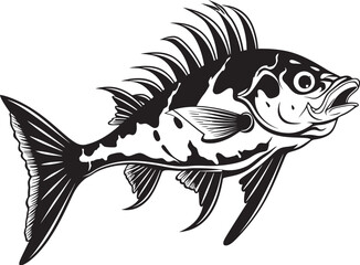 Abyssal Anatomy Iconic Black Predator Fish Skeleton Vector Design Spine Chilling Shadows Predator Fish Skeleton Logo in Black Icon