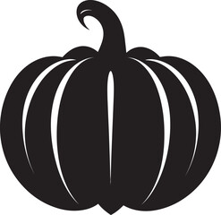 Sinister Shadows Elegant Pumpkin Icon in Black Vector Midnight Harvest Black Vector Design of Pumpkin Logo
