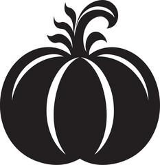 Autumn Abstraction Vector Black Pumpkin Logo Design Sinister Shadows Elegant Pumpkin Icon in Black Vector
