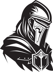 Mourning Monarch Vector Black Icon Design for Sad Knight Soldier Logo Silent Sorrow Iconic Black Vector Sad Knight Soldier Emblem