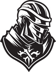 Noir Mourner Black Vector Icon Design for Sad Knight Soldier Logo Crestfallen Cavalier Iconic Sad Knight Soldier Logo in Black Vector