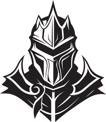 Brooding Guardian Elegant Vector Sad Knight Soldier Emblem in Black Noir Mourner Black Vector Icon Design for Sad Knight Soldier Logo