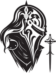 Shadowed Sorrow Vector Black Icon Design for Sad Knight Soldier Logo Mourning Majesty Iconic Black Vector Sad Knight Soldier Emblem