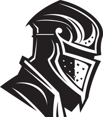 Lamenting Legionnaire Iconic Sad Knight Soldier Logo in Black Vector Brooding Guardian Vector Black Icon Design for Sad Knight Soldier