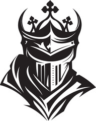 Crestfallen Cavalier Black Icon Design for Vector Sad Knight Soldier Logo Sombre Sentinel Iconic Sad Knight Soldier Logo in Black Vector