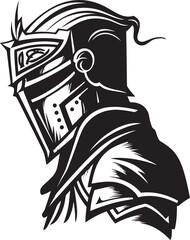 Tearful Templar Iconic Sad Knight Soldier Logo in Black Vector Dolorous Defender Elegant Vector Sad Knight Soldier Emblem in Black