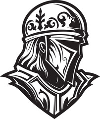 Dolorous Defender Elegant Vector Sad Knight Soldier Emblem in Black Ebony Elegy Vector Black Icon Design for Sad Knight Soldier Logo