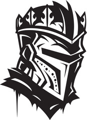 Despondent Defender Elegant Vector Sad Knight Soldier Logo in Black Noir Lament Black Vector Icon Design for Sad Knight Soldier