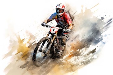 Sports motorcycle driving man artwork. Generation AI