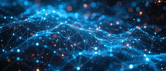a high-tech background with a digital mesh network design in silver and blue gradients, suited for a cybersecurity application's user interface.