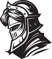 Brooding Guardian Elegant Vector Sad Knight Soldier Emblem in Black Noir Mourner Black Vector Icon Design for Sad Knight Soldier Logo