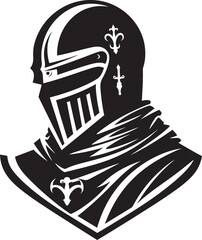 Crestfallen Cavalier Vector Black Icon Design for Sad Knight Soldier Logo Wistful Warrior Black Icon Design for Vector Sad Knight Soldier