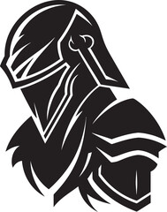 Noir Mourner Black Vector Icon Design for Sad Knight Soldier Logo Crestfallen Cavalier Iconic Sad Knight Soldier Logo in Black Vector