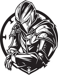 Ebony Elegy Elegant Black Vector Sad Knight Soldier Emblem Tearful Tribute Black Icon Design for Vector Sad Knight Soldier