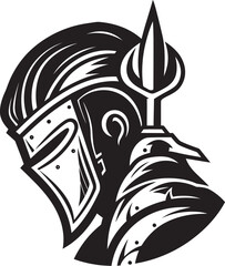 Ebony Elegy Vector Black Icon Design for Sad Knight Soldier Logo Tearful Tribute Elegant Black Design for Vector Sad Knight Soldier
