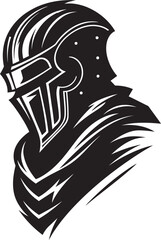 Tearful Tribute Vector Black Icon Design for Sad Knight Soldier Logo Lamenting Legionnaire Black Icon Design for Vector Sad Knight Soldier