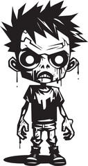 Creepy Child of the Undead Iconic Black Vector Design for Zombie Kid Eerie Offspring Vector Black Icon Design for Scary Zombie Kid Logo