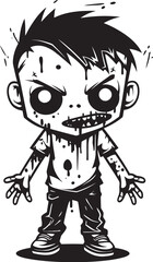 Spine Chilling Youth Black Iconic Zombie Kid Logo in Vector Frightening Infants Vector Black Icon Design for Scary Zombie Kid Emblem