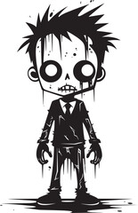 Little Nightmares Iconic Black Vector Zombie Kid Emblem Ghostly Youth Black Icon Design for Scary Zombie Kid in Vector