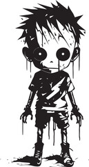 Chilling Children Vector Black Icon Design for Scary Zombie Kid Logo Little Nightmares Iconic Black Vector Zombie Kid Emblem