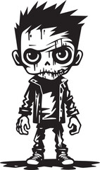 Fearful Infants Vector Black Icon Design for Scary Zombie Kid Emblem Unearthly Offspring Black Iconic Zombie Kid Logo in Vector