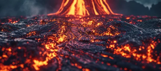 Foto op Canvas volcano eruption lava flows Generative AI © València