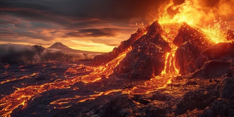 volcano eruption lava flows Generative AI