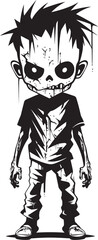 Unearthly Offspring Vector Black Icon Design for Scary Zombie Kid Logo Dreadful Little Ones Black Zombie Kid Logo in Elegant Vector