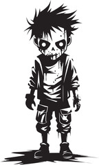 Spine Chilling Toddler of the Undead Elegant Black Zombie Kid Logo in Vector Frightening Infants Vector Black Icon Design for Scary Zombie Kid Emblem