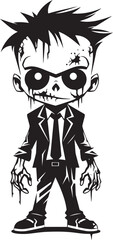 Terrifying Tots Black Icon Design for Scary Zombie Kid Logo in Vector Creepy Child of the Undead Elegant Black Vector Zombie Kid Emblem