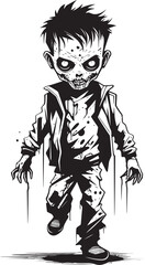 Creepy Child of the Undead Elegant Black Vector Zombie Kid Emblem Eerie Offspring Vector Black Icon Design for Scary Zombie Kid Logo