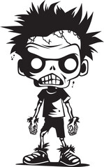 Unearthly Offspring Vector Black Icon Design for Scary Zombie Kid Logo Dreadful Little Ones Black Zombie Kid Logo in Elegant Vector