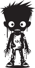 Undead Heirs Elegant Vector Design of Black Zombie Kid Logo Terrifying Tots Black Icon Design for Scary Zombie Kid Logo in Vector