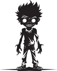 Dreadful Little Ones Black Zombie Kid Logo in Elegant Vector Sinister Siblings of the Undead Vector Black Icon Design for Scary Zombie Kid