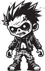 Undead Heirs Elegant Vector Design of Black Zombie Kid Logo Terrifying Tots Black Icon Design for Scary Zombie Kid Logo in Vector