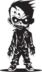 Fototapeta na wymiar Frightening Infants Vector Black Icon Design for Scary Zombie Kid Emblem Undead Little Ones Iconic Black Vector Zombie Kid Logo in Elegant Design