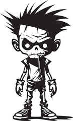 Frightening Infants Elegant Vector Design for Black Zombie Kid Undead Little Ones Vector Black Icon Design for Scary Zombie Kid Emblem