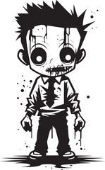 Chilling Children Vector Black Icon Design for Scary Zombie Kid Emblem Little Nightmares Elegant Vector Design of Black Zombie Kid