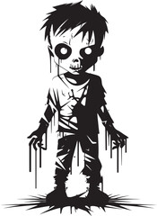 Sinister Siblings of the Undead Vector Black Icon Design for Scary Zombie Kid Undead Heirs Elegant Vector Design of Black Zombie Kid Logo