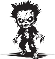 Dreadful Little Ones Black Zombie Kid Logo in Elegant Vector Sinister Siblings of the Undead Vector Black Icon Design for Scary Zombie Kid